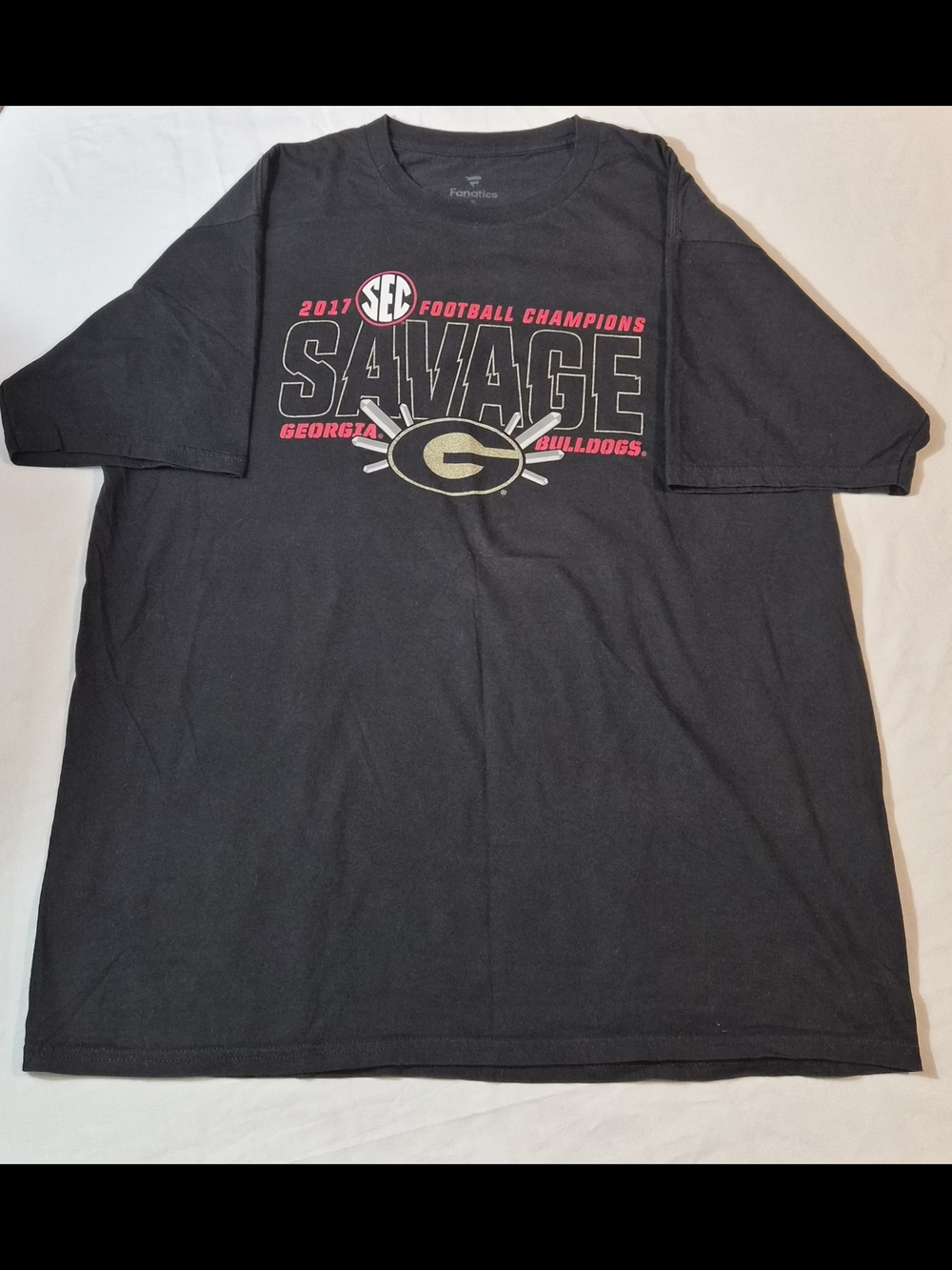 Fanatics Men's Black Georgia Bulldogs "Savage" 2017 SEC Champions T-Shirt XL